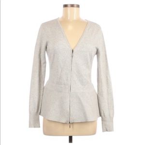 CAbi Gray Long Sleeve Zip Up Peplum Jacket